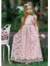 Mauve Lace Floor Length Keyhole Back Country Flower Girl Dress Mauve Lace Floor Length Keyhole Back Country Flower Girl Dress